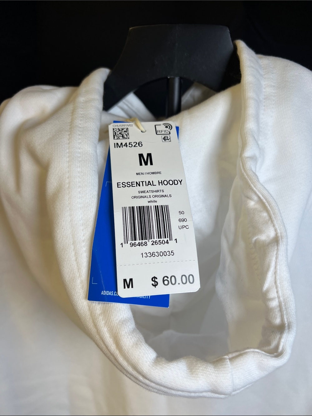 adidas White Crewneck Hoodie with Black Trefoil - Picture 4 of 5